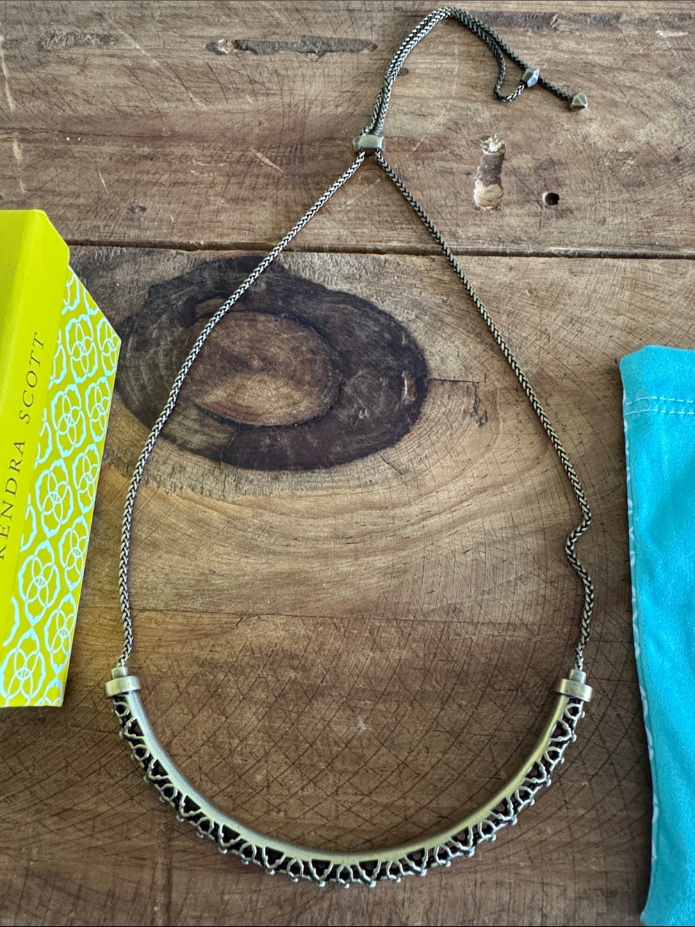 Kendra Scott Antique Gold Filigree Crescent Necklace